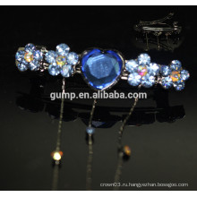 Blue Flower Design Дешевые Rhinestone Hairgrip Девушки Аксессуары для волос Блеск Crystal Barrette